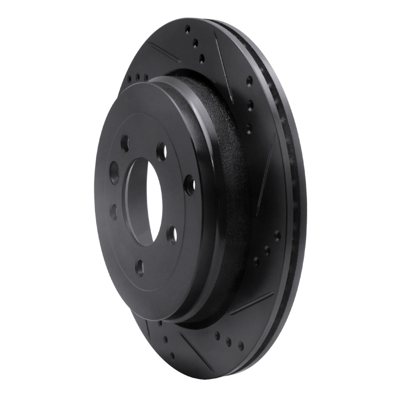 Land Rover LR3 Brake Rotor (1) - Rear Right - R1 Concepts - Drilled & Slotted - Black - `05-`07